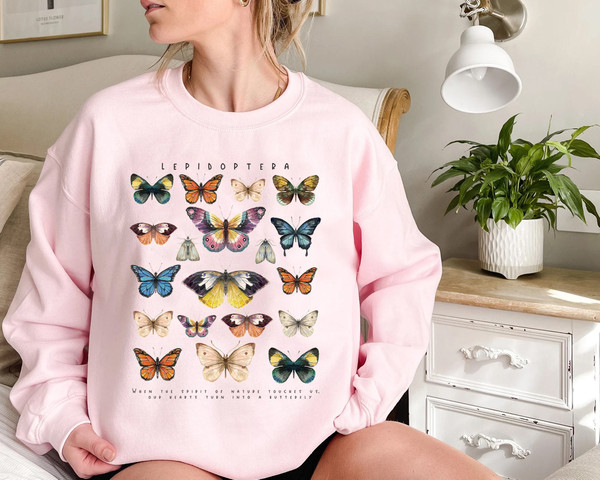 Butterfly Sweatshirt, Fall Sweatshirt, Floral shirt, Butterfly Lover, Butterfly Graphic, Women Tee, Valentine Gift - 5.jpg