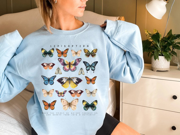Butterfly Sweatshirt, Fall Sweatshirt, Floral shirt, Butterfly Lover, Butterfly Graphic, Women Tee, Valentine Gift - 6.jpg