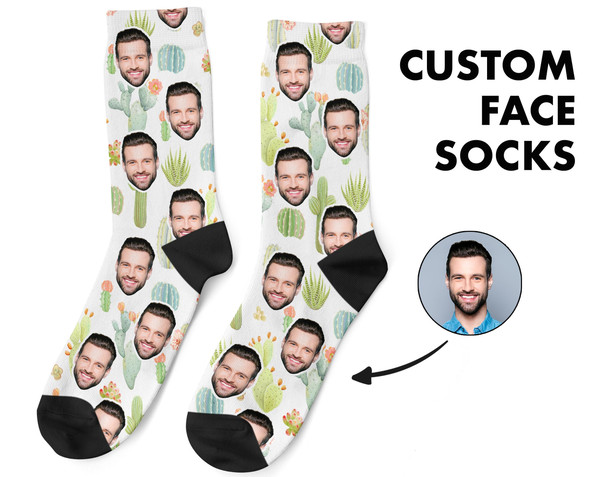 Custom Face Socks, Personalized Photo, Cactus Picture Socks, Cacti Socks, Customized Funny Photo Gift For Her, Him or Best Friend - 1.jpg