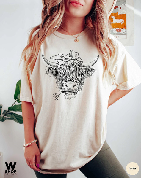 Cute Cow Shirt, Comfort Colors Shirt, Highland Cow Shirt, Cow Gifts For Her Mom, Heifer Tee, Farm, Ranch Tee, Farmer, Cowgirl - 1.jpg