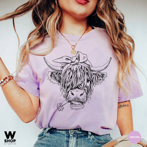 Cute Cow Shirt, Comfort Colors Shirt, Highland Cow Shirt, Cow Gifts For Her Mom, Heifer Tee, Farm, Ranch Tee, Farmer, Cowgirl - 3.jpg