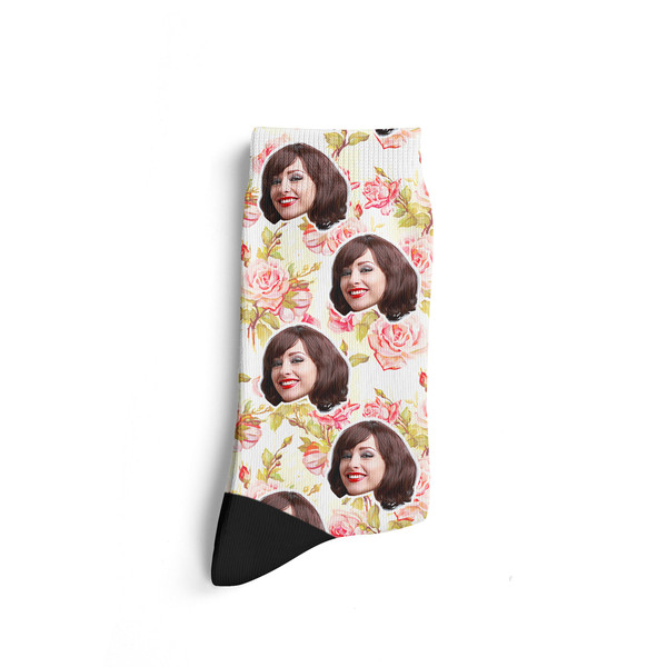 Floral Custom Face Socks, Personalized Photo, Floral Picture Socks, Flower Socks, Customized Funny Photo Gift For Her, Him or Best Friend - 2.jpg