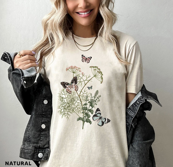 Flower t-shirt  Gift for her  Women trendy tshirt  Spring concept  Wild meadow flower nature tee  Floral Tee  Gardener Botanical Shirt - 1.jpg