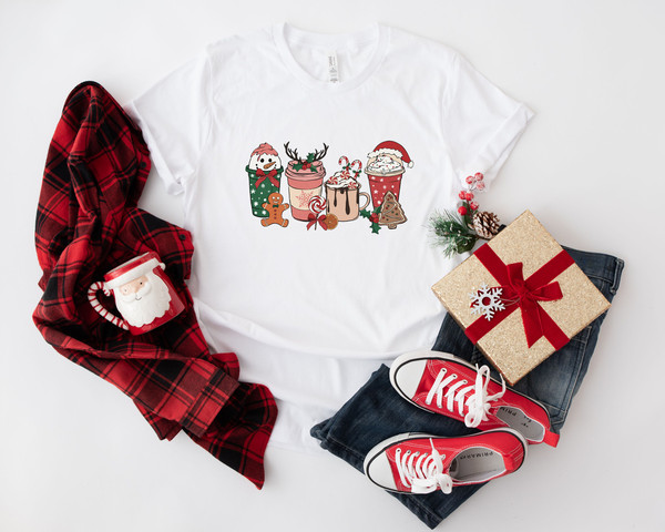 Retro Christmas Shirt, Snowman Coffee Latte Shirt, Vintage Santa Christmas Shirt, Retro Holiday Shirt, Ugly Sweater Shirt, Tee - 6.jpg