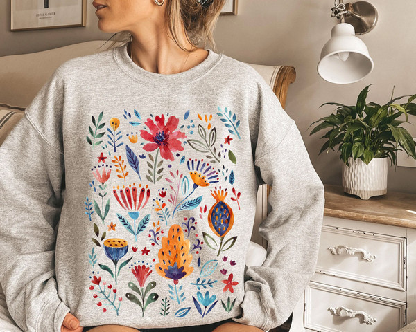 Wildflower Sweatshirt, Wild Flowers Tee, Floral Tshirt, Gift for Women, Ladies Shirts, Best Friend Gift - 2.jpg