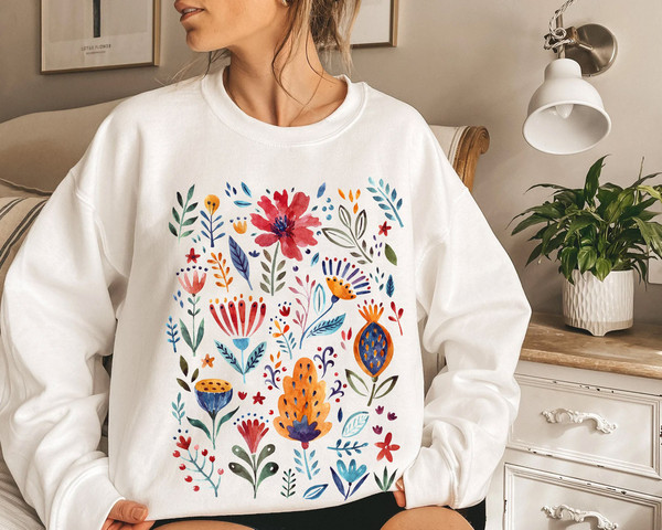 Wildflower Sweatshirt, Wild Flowers Tee, Floral Tshirt, Gift for Women, Ladies Shirts, Best Friend Gift - 6.jpg
