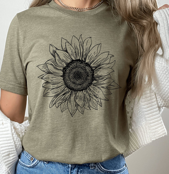 Sunflower Floral Tee Shirt, Flower Garden Shirt, Womens Fall Spring Summer Sunshine TeeT Shirt, Gardener Gifts - 5.jpg