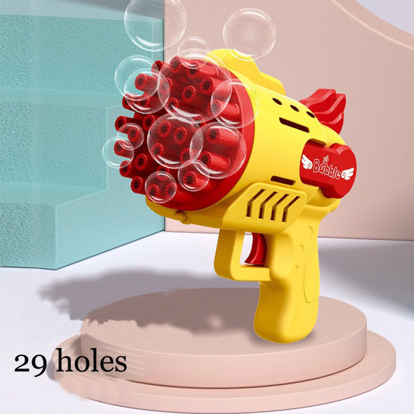 2 Pack Gatling Bubble Machine, 2023 Upgrade Fan 29 Hole Bubble Gun For Boys  And Girls, Automatic Bubble Machine With 2 Bubble Solutions