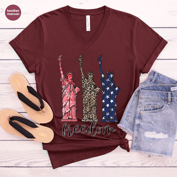 4th of July Shirt, Freedom Tshirt, Patriotic T Shirt, USA Flag Tees, American Vneck Shirts, Statue Of Liberty Graphic Tees, Patriotic Gifts - 7.jpg