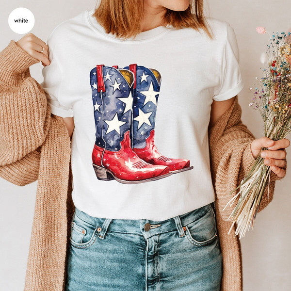 4th of July Shirt, Patriotic TShirt, Cowboy Boots T Shirt, Graphic Tees for Women, Fourth of July, Freedom Girls T-Shirt, Country Clothing - 2.jpg