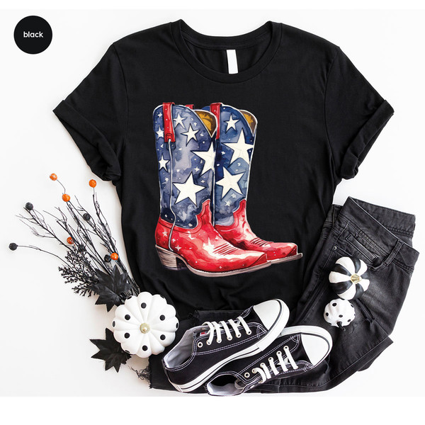 4th of July Shirt, Patriotic TShirt, Cowboy Boots T Shirt, Graphic Tees for Women, Fourth of July, Freedom Girls T-Shirt, Country Clothing - 3.jpg
