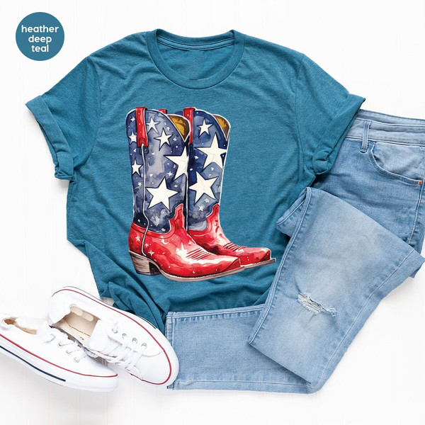 4th of July Shirt, Patriotic TShirt, Cowboy Boots T Shirt, Graphic Tees for Women, Fourth of July, Freedom Girls T-Shirt, Country Clothing - 4.jpg