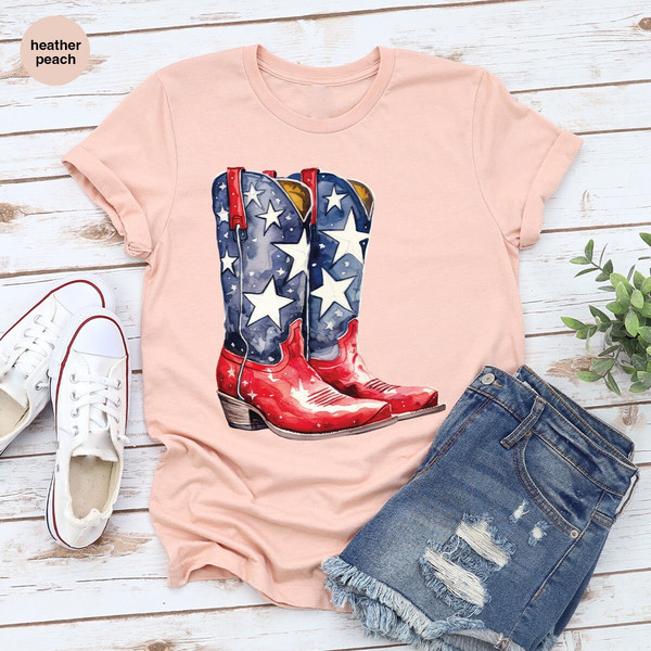 4th of July Shirt, Patriotic TShirt, Cowboy Boots T Shirt, Graphic Tees for Women, Fourth of July, Freedom Girls T-Shirt, Country Clothing - 5.jpg