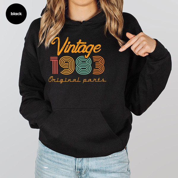 40th Birthday Hoodie, Vintage 1983 Long Sleeve, 40th Birthday Gift for Women, 40th Birthday Shirt Men, Retro Sweatshirt, Vintage Hoodie - 5.jpg