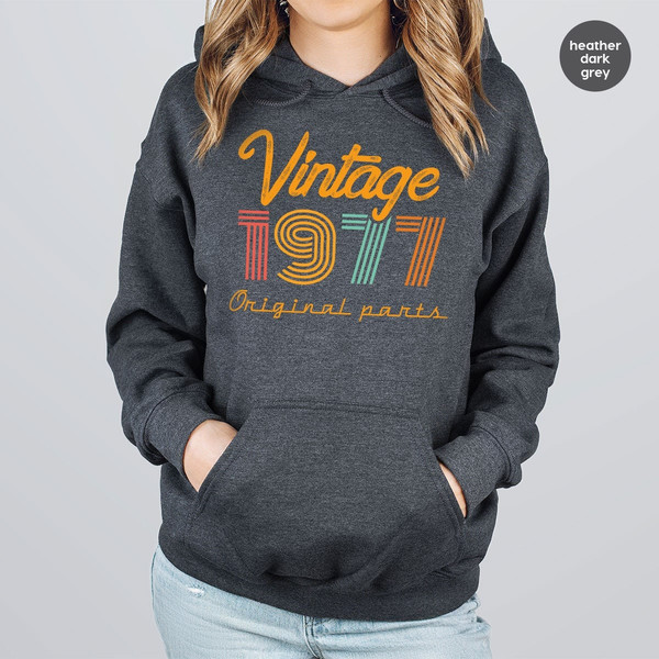 46th Birthday Hoodie, Vintage 1977 Sweatshirt, 46th Birthday Gift for Women, 46th Birthday Shirt Men, Retro Long Sleeve, Vintage Hoodie - 1.jpg