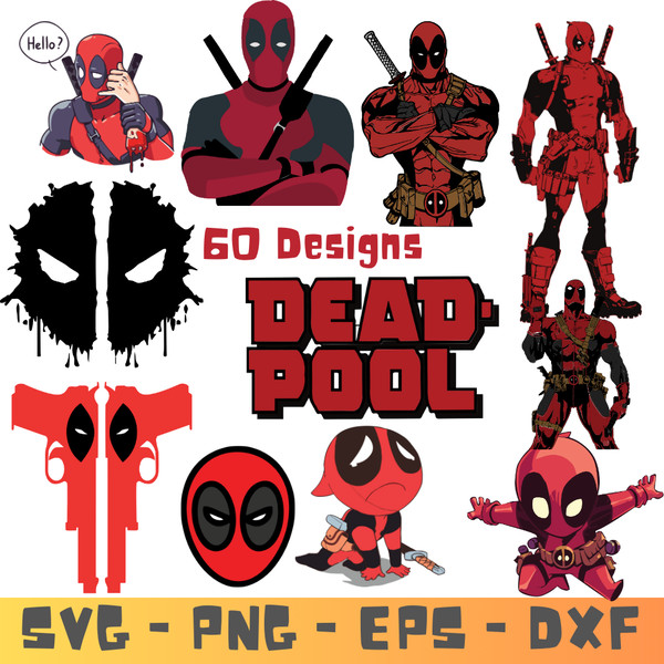 Deadpool Bundle SVG - Deadpool Bundle SVG -PNG - EPS - Deadpool Bundle SVG  For Silhouette, Instant Download. /