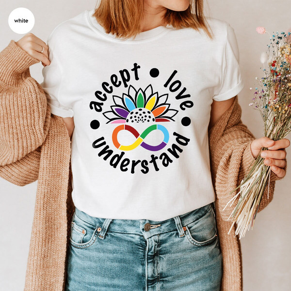 Autism Awareness Shirts, Autism Mom Gifts, Autism Support Outfit, Sunflower Rainbow Graphic Tees, Sped Teacher Shirt, Accept Love Understand - 3.jpg