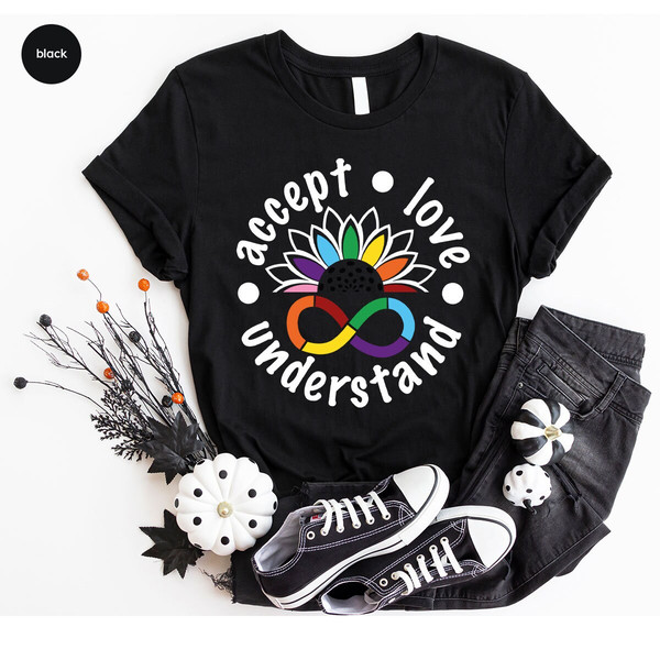 Autism Awareness Shirts, Autism Mom Gifts, Autism Support Outfit, Sunflower Rainbow Graphic Tees, Sped Teacher Shirt, Accept Love Understand - 7.jpg