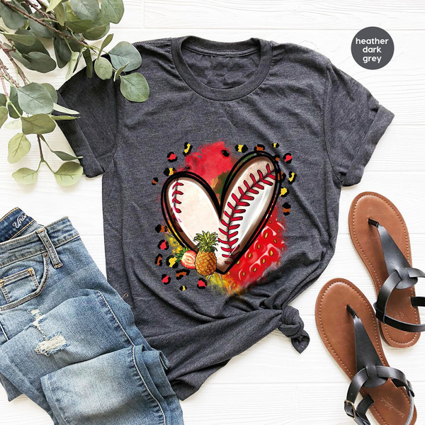 Baseball Heart Shirt, Baseball Gifts, Summer Graphic Tees, Gift for Her, Sports Mom T Shirt, Baseball Sister Clothing, Baseball Aunt Outfit - 2.jpg