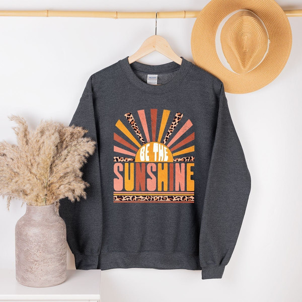 Be The Sunshine Sweatshirt, Retro Sun Sweatshirt, Summer Women Sweatshirt, Vintage Graphic Sweatshirt, Motivational Sweatshirt, Summer Shirt - 1.jpg