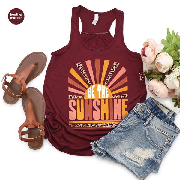 Be The Sunshine Woman Tank, Summer Shirt For Women, Retro Sun Tank, Vintage Graphic T-Shirt, Kindness Tshirt, Motivational Shirt - 3.jpg