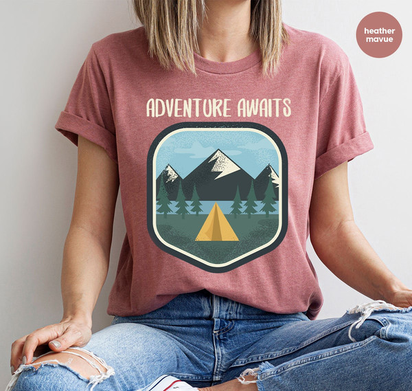 Camp T-Shirt, Travel Shirt, Hiking Tees, Camping Shirt, Vacation Vneck Shirt, Family T-Shirt, Nature Graphic Tees, Camping Outfit, Camp Gift - 1.jpg