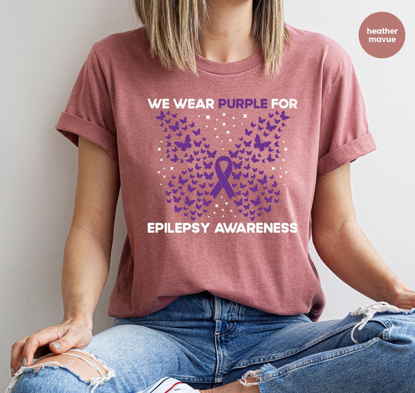 Epilepsy Awareness T-Shirt, Epilepsy Shirts, Epilepsy Gift, Epilepsy Mom Sweatshirt, Epilepsy Support T-Shirt, We Wear Purple for Epilepsy - 2.jpg