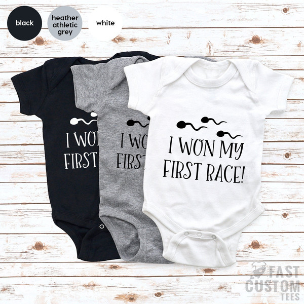 Funny Baby Bodysuit, I Won My First Race, New Baby Gift, Baby Girl Outfit, Baby Boy Outfit, New Baby Clothing, Fastest Swimmer Tee, Baby Tee - 1.jpg