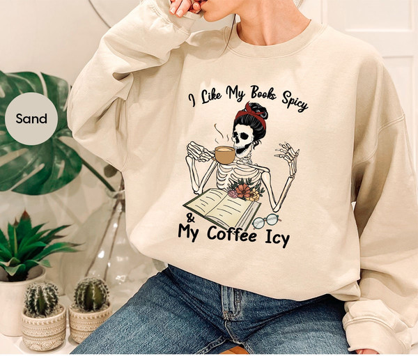 Funny Skeleton Shirt, Coffee Gift, Funny Book Shirt, Coffee Graphic Tees, Librarian Shirt, Book T-Shirt, Skull Vneck Shirt, Gift for Her - 7.jpg