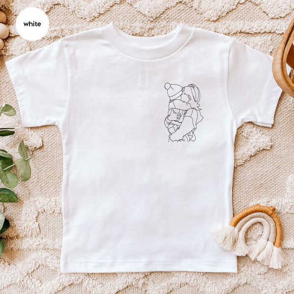 Personalized Mom Gift, Custom Portrait from Photo, Mothers Day Gift, Customized Mommy and Me Portrait, Mom Line Drawing Pocket Shirt - 4.jpg