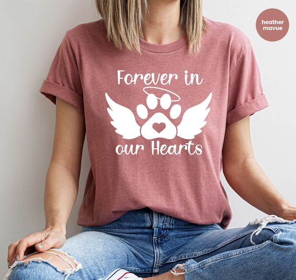 Pet Memorial Gifts, Dog Heaven Shirt, Forever In Our Hearts Outfit, Pet Loss VNeck Shirt, Bereavement Tshirt, Rest In Peace Graphic Tees - 1.jpg