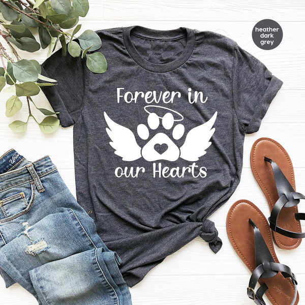 Pet Memorial Gifts, Dog Heaven Shirt, Forever In Our Hearts Outfit, Pet Loss VNeck Shirt, Bereavement Tshirt, Rest In Peace Graphic Tees - 2.jpg