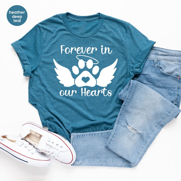 Pet Memorial Gifts, Dog Heaven Shirt, Forever In Our Hearts Outfit, Pet Loss VNeck Shirt, Bereavement Tshirt, Rest In Peace Graphic Tees - 9.jpg