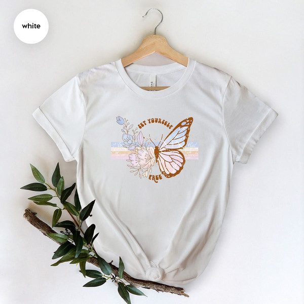 Retro Shirt, Vintage T Shirt, Motivational T-Shirt, Positive Shirt, Butterfly Shirt, Floral Shirt, Inspirational Shirt, Set Yourself Free - 7.jpg