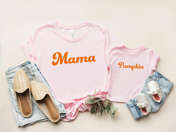 Mama and Pumpkin Tees, Mommy and Me Fall Tees, Toddler Pumpkin Tee, Mama Fall Tee, Pumpkin Baby tshirts - 1.jpg