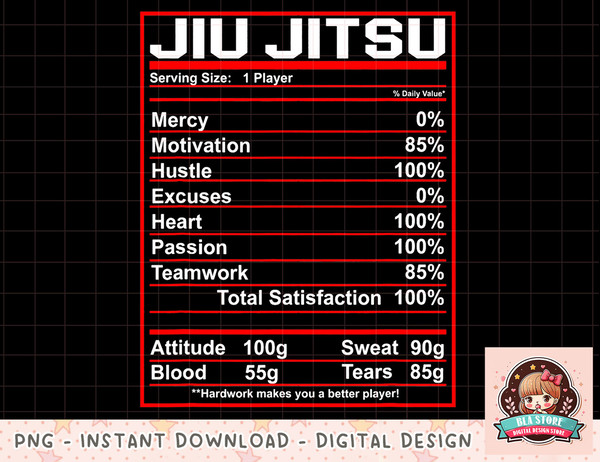 Funny Jiu Jitsu Nutrition Facts Bjj Fighter png, instant download, digital print.jpg