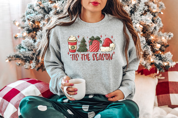 Tis The Season Sweatshirt, Christmas Tis The Season Sweatshirt, Merry Christmas Sweatshirt, Christmas Sweatshirt, Cute Winter Sweatshirt - 1.jpg