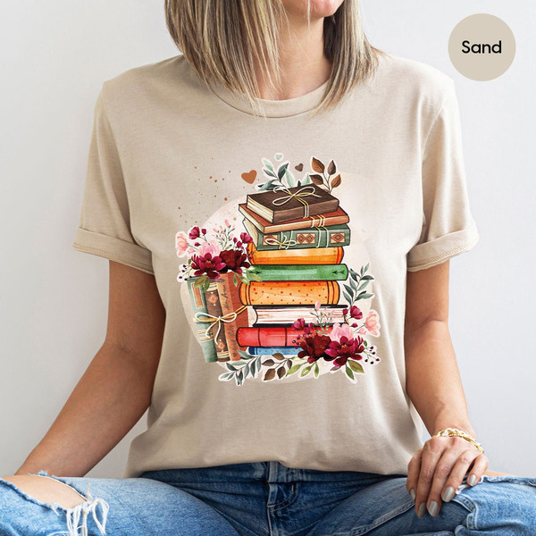 Books and Flowers Tshirt, Librarian Tshirts, Reading Gifts for Bookworm, Retro Books Shirt, Wild Flower Shirts, Floral Books Shirt - 3.jpg