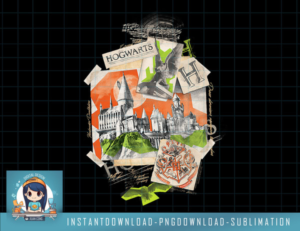 Harry Potter Hogwarts Scrapbook Collage png, sublimate, digi