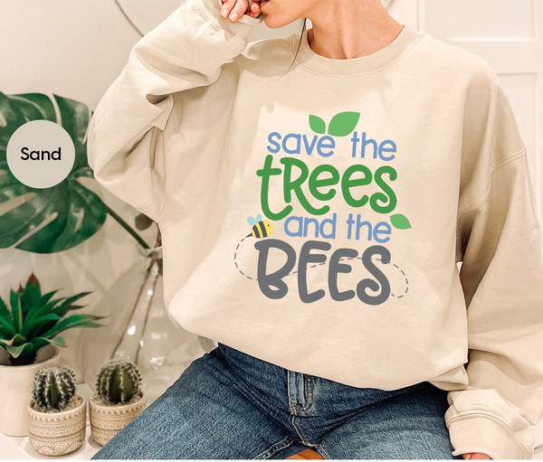 Environmental Shirts, Cute Earth Day T-Shirts, Bee TShirts, Shirts for Women, Recycle Crewneck Sweatshirt, Gift for Women, Awareness Outfit - 7.jpg
