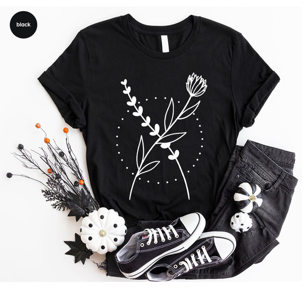 Minimalist Shirts, Floral Design Tshirt, Aesthetic Tshirts, Botanical Gifts, Inspirational Women, Minimal Flower Tshirt, Cute Flowers Tee - 7.jpg