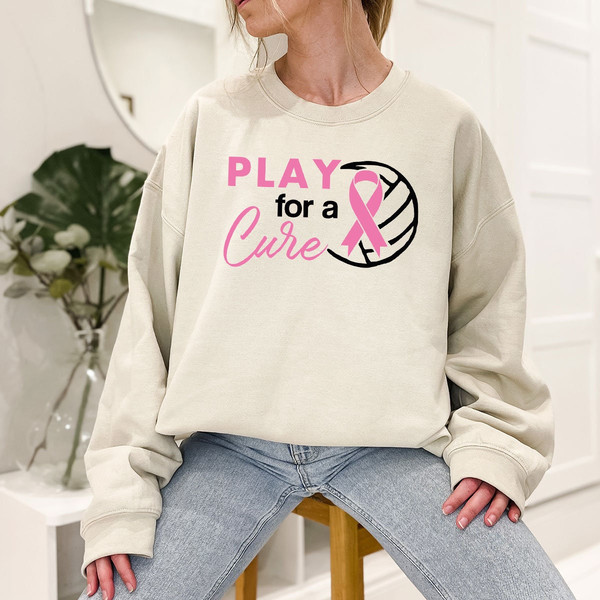 Play for a Cure Breast Cancer Shirt, Volleyball Shirts to Support Breast Cancer Patients, Breast Cancer Ribbon Shirt, Cancer Survivor Gift - 7.jpg
