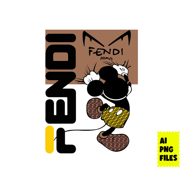Mickey Fendi Png, Fendi Brand Logo Png, Mickey Mouse Png, Fendi Logo Png,  Fashion Brand Png, Disney Png, Ai Digital File