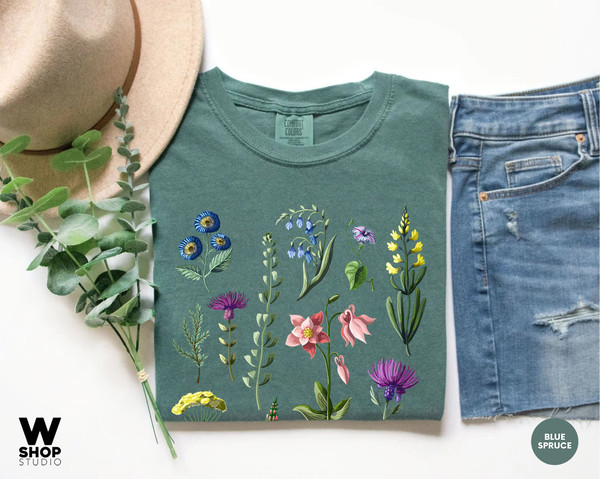 Botanical Shirt, Vintage Floral T-shirt, Flower Tee, Vintage Botanical, Wildflower Botanical Print, Oversized Shirt, Graphic Tshirt - 8.jpg