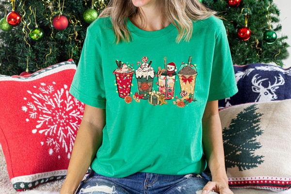 Christmas Coffee Shirt, Peppermint Iced Latte Snowmen Sweets Snow Warm Cozy Winter Women Shirt, Christmas Latte Shirt - 3.jpg