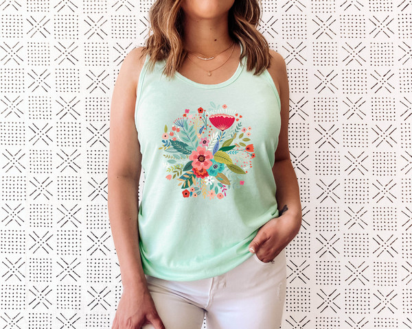 Floral Shirt Tank, Grow Positive Thoughts Tank, Bohemian Style Tank, Butterfly Shirt, Trending Right Now, Women's Graphic Tank, Love Tank - 3.jpg