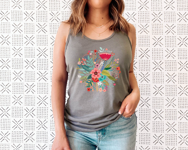 Floral Shirt Tank, Grow Positive Thoughts Tank, Bohemian Style Tank, Butterfly Shirt, Trending Right Now, Women's Graphic Tank, Love Tank - 4.jpg