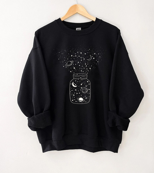 Space Shirt, Star Galaxy Sweatshirt, Astronomy Tee, Outdoors, Crescent Moon, Milky Way, Star Unisex Sweatshirt, Constellation Top - 6.jpg