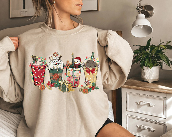 Christmas Coffee Sweatshirt, Christmas Sweatshirt, Christmas Shirt, Coffee Lover Gift Worker Winter Christmas Snowman Latte Coffee Lover - 2.jpg