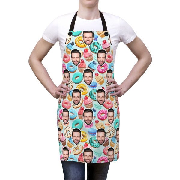 Doughnut Custom Apron, Personalized Cupcake Apron, Custom Photo Apron, Sweets Face Apron, Funny Crazy Face Kitchen Apron Donut Picture Gift - 2.jpg